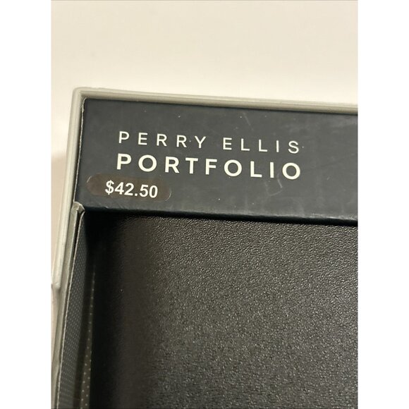Perry Ellis Black Portfolio PASSCASE REMOVABLE ID Bifold Wallet Premium Leather - Picture 2 of 12